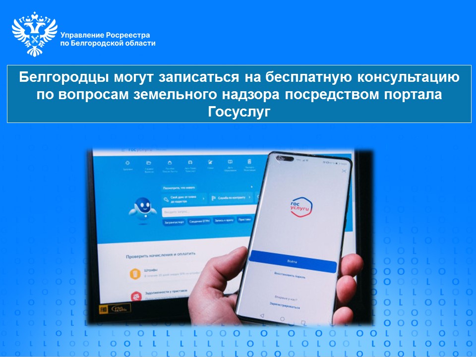 Белгородцы могут записаться на бесплатную консультацию  по вопросам земельного надзора посредством портала Госуслуг.