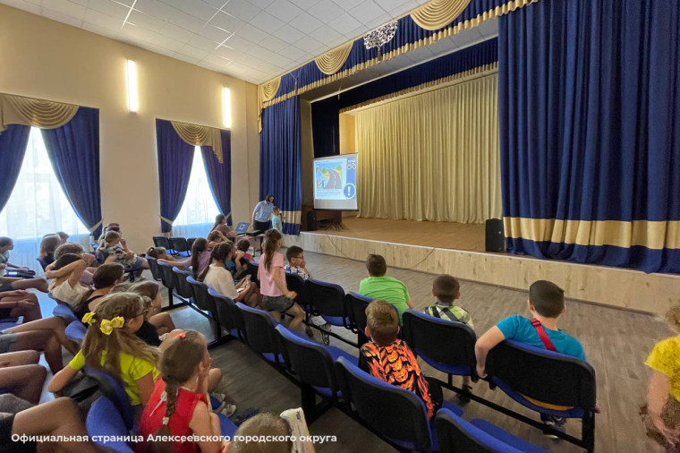 Автоинспекторы продолжают проводить занятия по дорожной безопасности в летних лагерях школ Алексеевского городского округа.